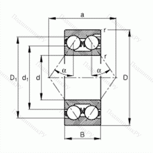 Подшипник шариковый радиально-упорный 3221-M от производителя  FAG Подшипник шариковый радиально-упорный 3221-M от производителя  FAG