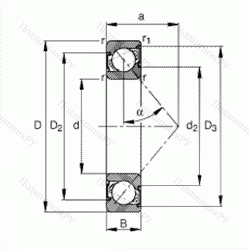 Подшипник шариковый радиально-упорный 7212-B-2RS-TVP от производителя  FAG Подшипник шариковый радиально-упорный 7212-B-2RS-TVP от производителя  FAG
