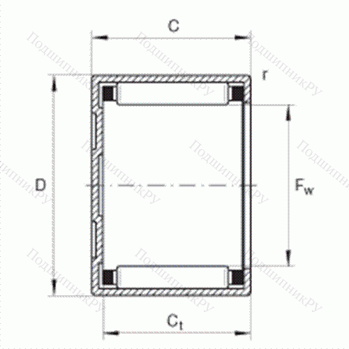 Подшипник роликовый игольчатый с одним наружным штампованным кольцом, закрытым с одной стороны BK 4520 от производителя  INA Подшипник роликовый игольчатый с одним наружным штампованным кольцом, закрытым с одной стороны BK 4520 от производителя  INA