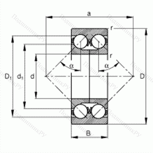 Подшипник шариковый радиально-упорный 3312-DA от производителя  FAG Подшипник шариковый радиально-упорный 3312-DA от производителя  FAG