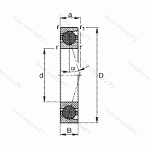Подшипник шпиндельный HCB 7221-C-T-P 4S от производителя  FAG Подшипник шпиндельный HCB 7221-C-T-P 4S от производителя  FAG