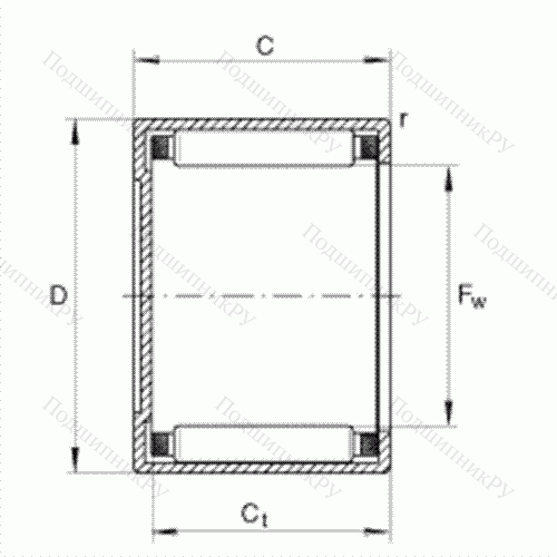 Подшипник роликовый игольчатый с одним наружным штампованным кольцом, закрытым с одной стороны BK 1210