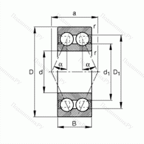 Подшипник шариковый радиально-упорный 3312-B-TVH от производителя  FAG Подшипник шариковый радиально-упорный 3312-B-TVH от производителя  FAG